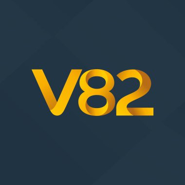 V82 mektup ve dijital numara logo simge