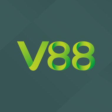 V88 mektup ve dijital numara logo simge