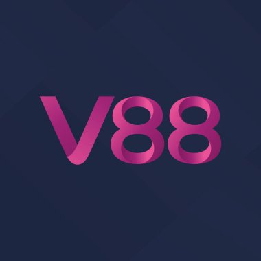 V88 mektup ve dijital numara logo simge