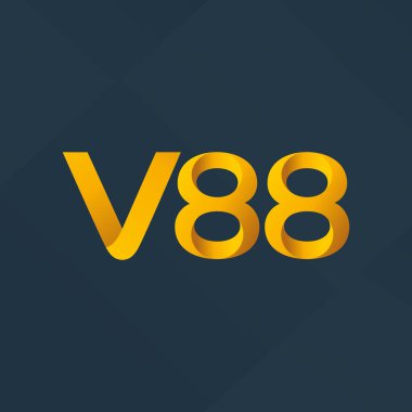 V88 mektup ve dijital numara logo simge