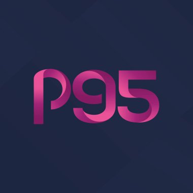 Maskesini P95 ortak mektup ve sayı logo vektör çizim