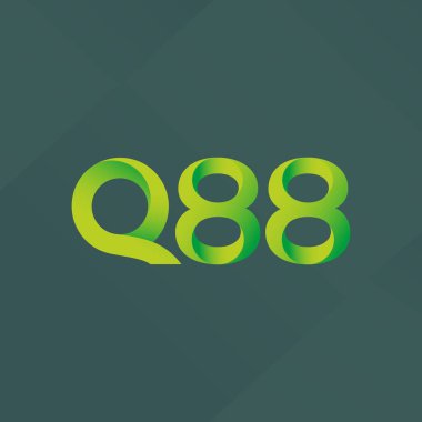 Q88 ortak mektup ve sayı logo vektör çizim