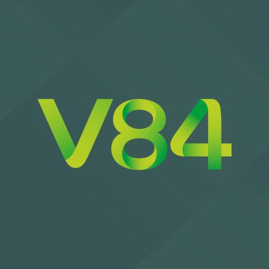 V84 mektup ve dijital numara logo simge