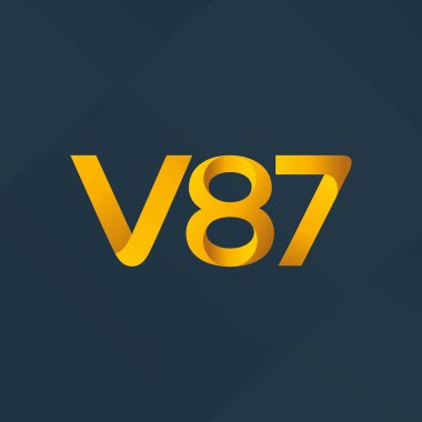 V87 mektup ve dijital numara logo simge