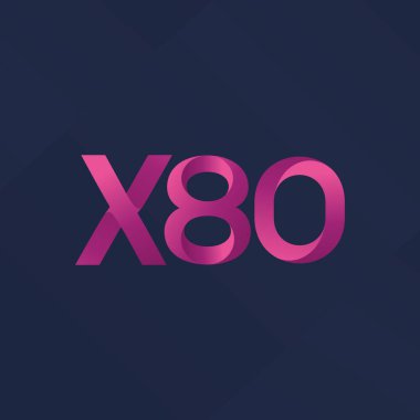 X80 mektup logo, vektör çizim ortak