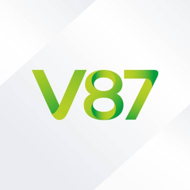 V87 mektup ve dijital numara logo simge