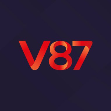 V87 mektup ve dijital numara logo simge