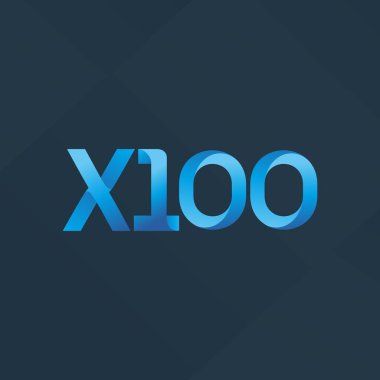 X100 mektup logo, vektör çizim ortak