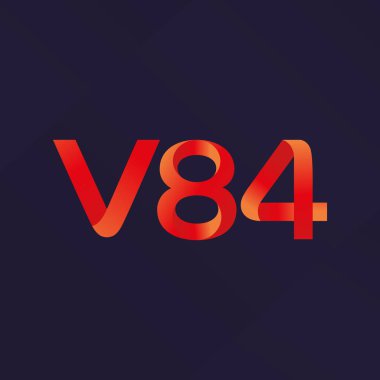 V84 mektup ve dijital numara logo simge