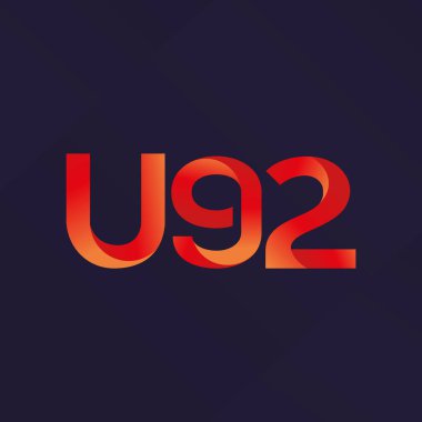 U92 mektup ve dijital numara logo simge