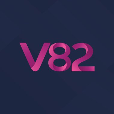 V82 mektup ve dijital numara logo simge