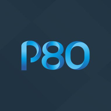 P80 ortak harf ve sayılar logo vektör çizim