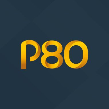 P80 ortak harf ve sayılar logo vektör çizim 