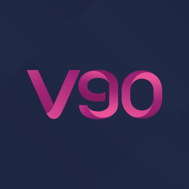 Modern V90 mektup ve dijital numara logo simge geometrik kurumsal kimlik, illüstrasyon vektör