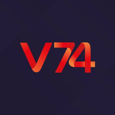 V74 mektup ve dijital numara logo simge