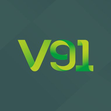 Modern V91 mektup ve dijital numara logo simge geometrik kurumsal kimlik, illüstrasyon vektör