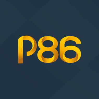 p86 ortak harf ve sayılar logo vektör çizim 