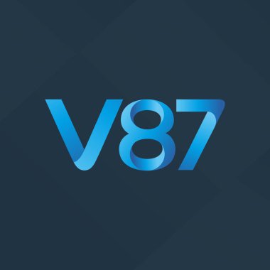 V87 mektup ve dijital numara logo simge