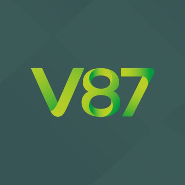 V87 mektup ve dijital numara logo simge