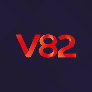 V82 mektup ve dijital numara logo simge