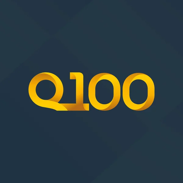 Q100 Conjunto Letra Número Logotipo Vetor Ilustração — Vetor de Stock