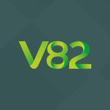 V82 mektup ve dijital numara logo simge
