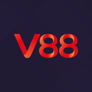 V88 mektup ve dijital numara logo simge