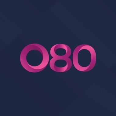 O80 ortak harf ve sayılar logo vektör çizim 