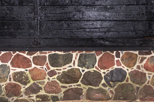 Granito - pared de madera — Foto de Stock