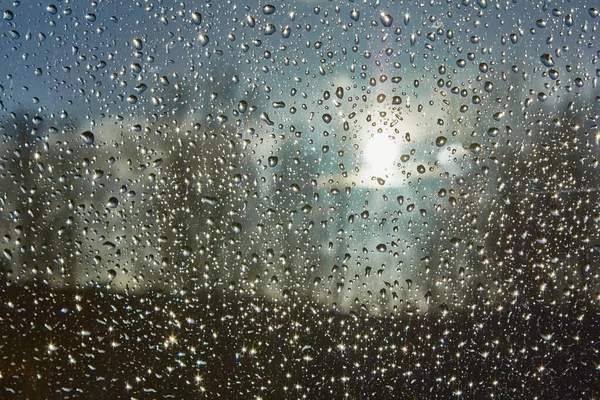 Water drops on window after rain — Stock Photo, Image