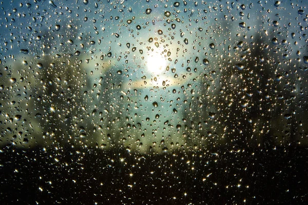 Water drops on window after rain — Stock Photo, Image