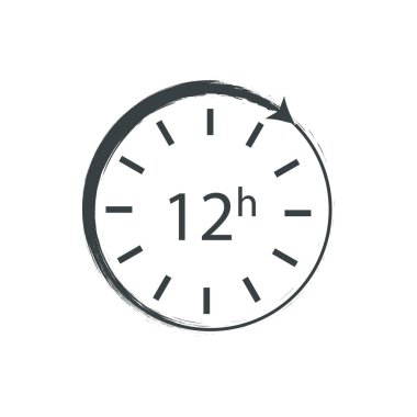 12 saat çalışan bir saatin vektör görüntüsü