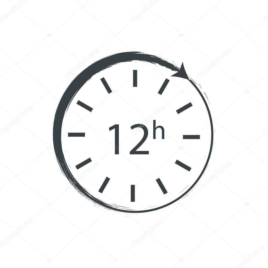 vector image of a clock that runs twelve hours
