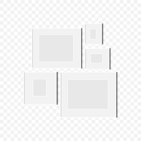 Vector set of realistic white photo frames with place for photo — 스톡 벡터