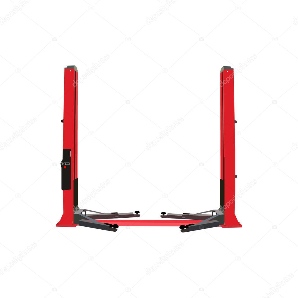 Vector image of realistic lift truck on a white background. Car lift.