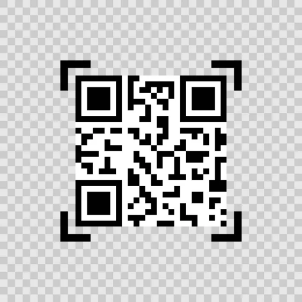 Vector qr code icon in camera focus on background — 스톡 벡터