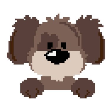 Piksel biçiminde sevimli kahverengi köpeğin vektör görüntüsü