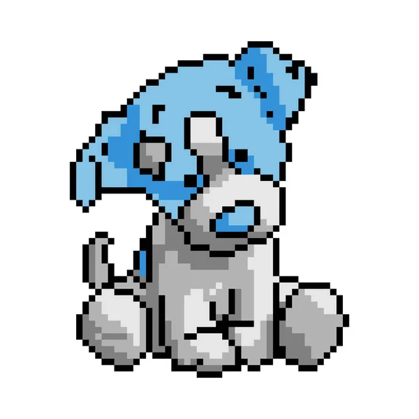 Piksel cinsinden vektör köpek oyuncağı mavi ve gri