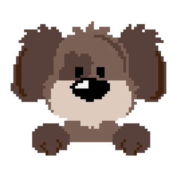 Piksel biçiminde sevimli kahverengi köpeğin vektör görüntüsü