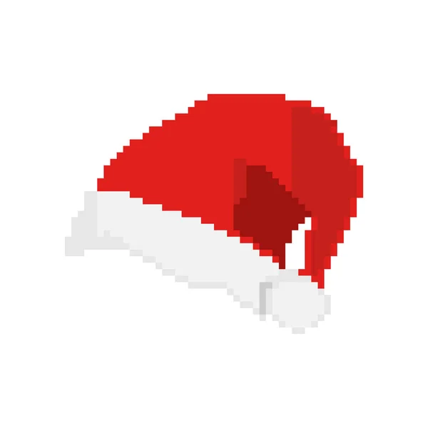 Imagen vectorial de sombrero de Navidad en estilo píxel — Vector de stock