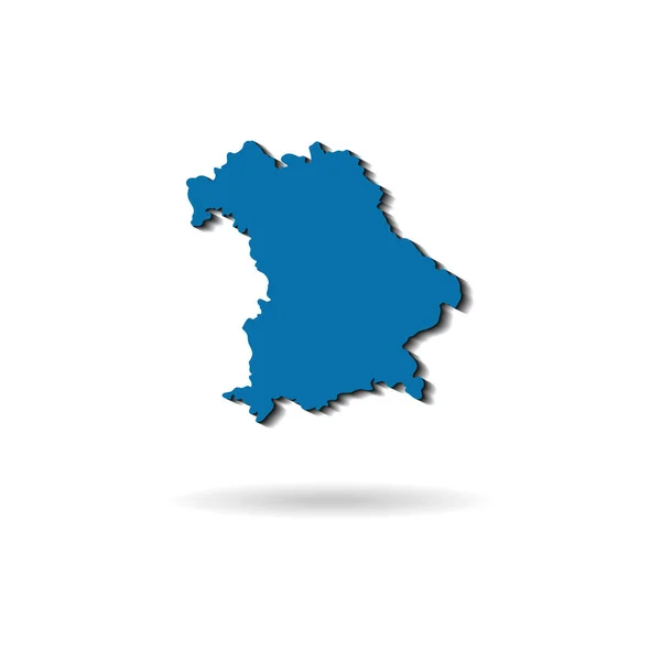 Blue vector map of bavaria with shadow on a white background — 스톡 벡터