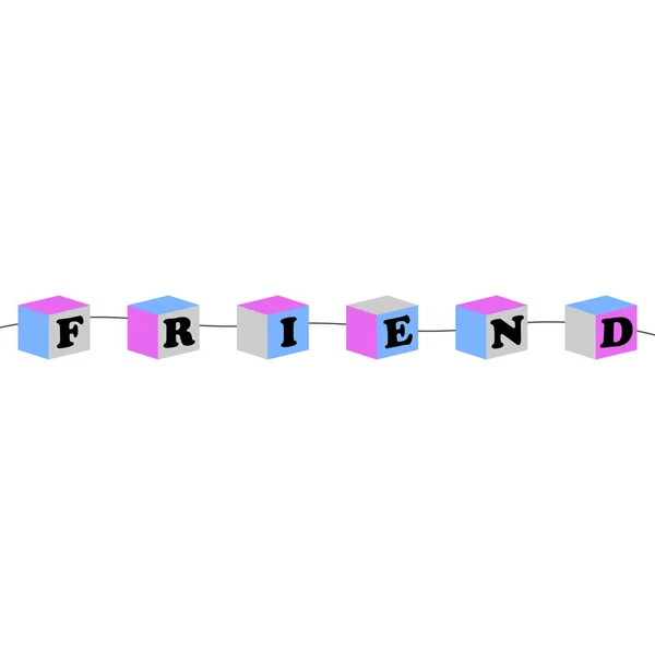 International Friendship Day. The word friendship is presented in cubes — Stock Vector