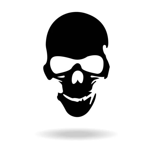 Vector image of a black skull on a white background — Stock Vector