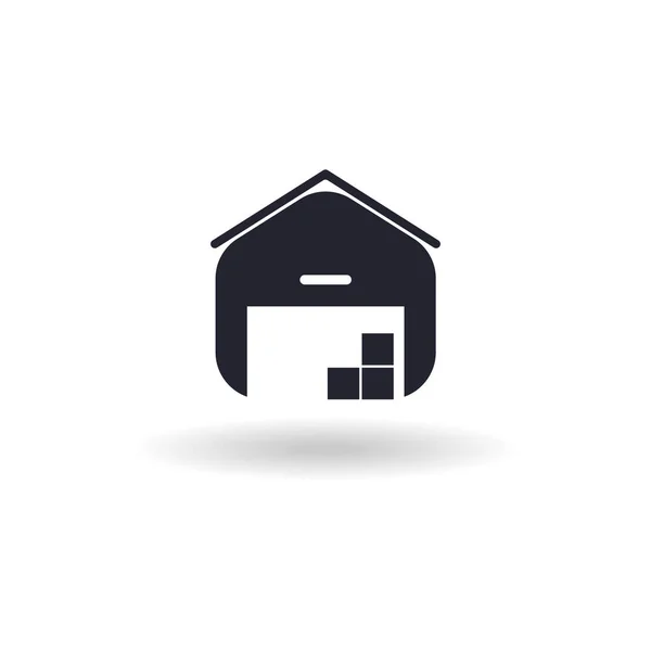Vector garage icon with things in modern style — 스톡 벡터