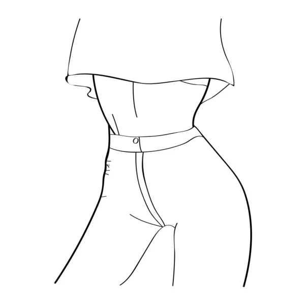 Vector image of female model in outlines. Mannequin with trousers and t-shirt. — 스톡 벡터