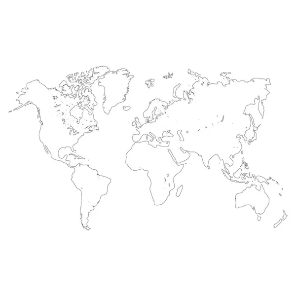 Beyaz arkaplanda siyah çizgilerin dünya haritası