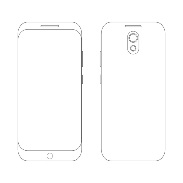 Touchscreen-Handy-Symbol vor und hinter dem weißen Hintergrund — Stockvektor