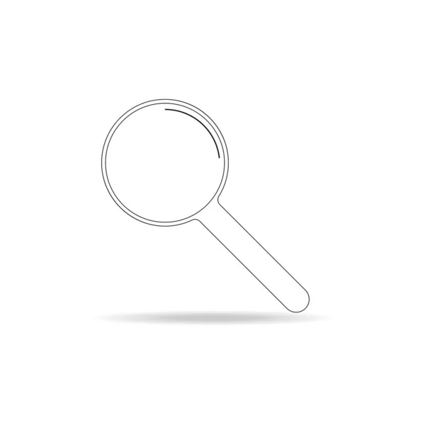 Icône de contour loupe avec ombre sur fond blanc — Image vectorielle