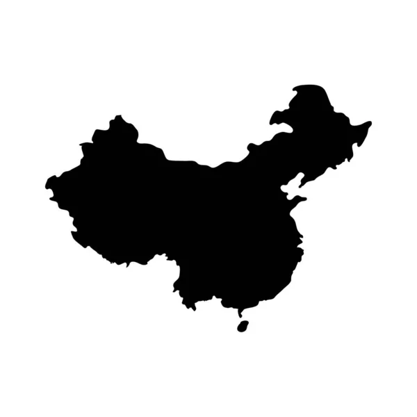 China-Karte von schwarz auf weißem Hintergrund — Stockvektor