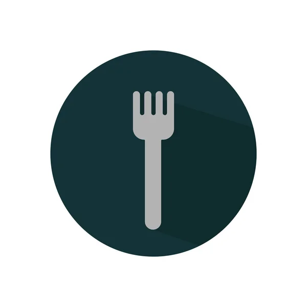 Icono plano de la unidad de comedor es un tenedor de sombra — Archivo Imágenes Vectoriales